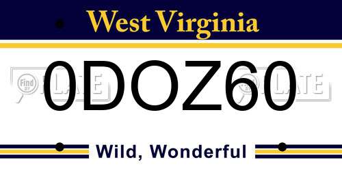 0DOZ60 West Virginia License Plate