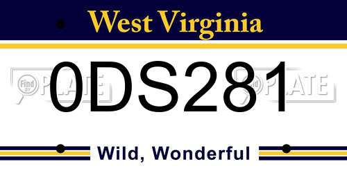 0DS281 West Virginia License Plate