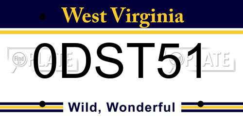 0DST51 West Virginia License Plate