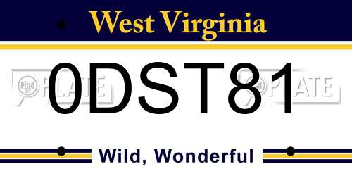 0DST81 West Virginia License Plate