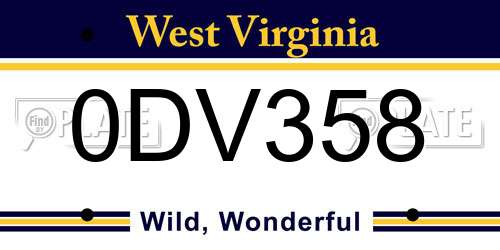 0DV358 West Virginia License Plate