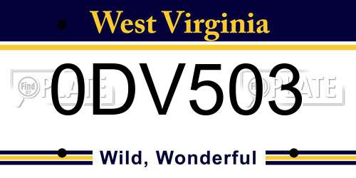 0DV503 West Virginia License Plate