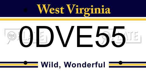 0DVE55 West Virginia License Plate