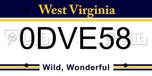 0DVE58 West Virginia License Plate