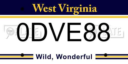 0DVE88 West Virginia License Plate