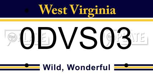0DVS03 West Virginia License Plate