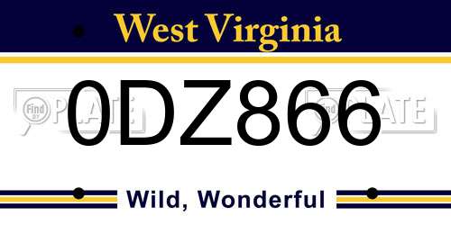 0DZ866 West Virginia License Plate