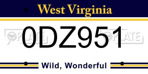 0DZ951 West Virginia License Plate