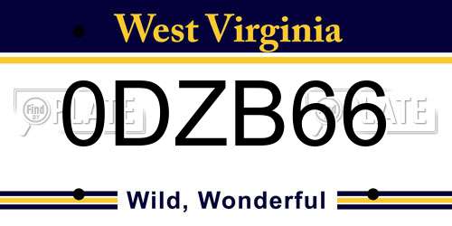 0DZB66 West Virginia License Plate