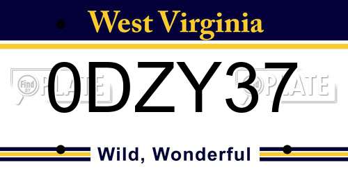 0DZY37 West Virginia License Plate