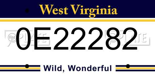 0E22282 West Virginia License Plate