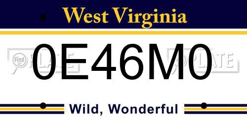 0E46M0 West Virginia License Plate