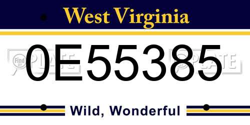 0E55385 West Virginia License Plate