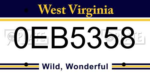 0EB5358 West Virginia License Plate