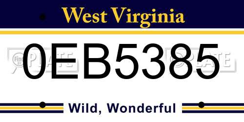 0EB5385 West Virginia License Plate