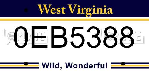 0EB5388 West Virginia License Plate