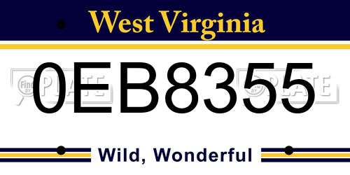 0EB8355 West Virginia License Plate