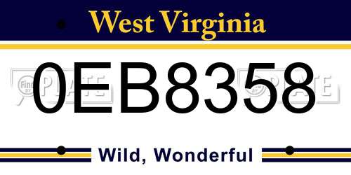 0EB8358 West Virginia License Plate