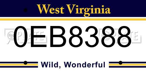 0EB8388 West Virginia License Plate