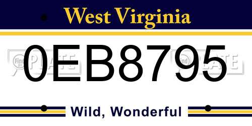 0EB8795 West Virginia License Plate