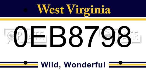 0EB8798 West Virginia License Plate