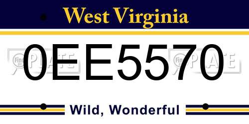 0EE5570 West Virginia License Plate