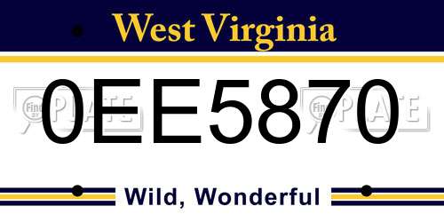0EE5870 West Virginia License Plate