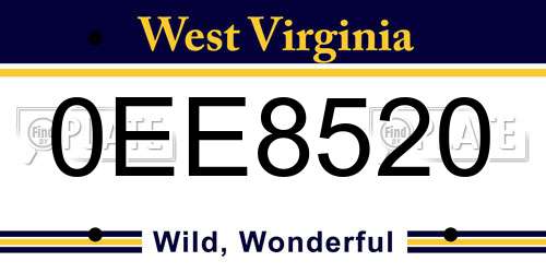 0EE8520 West Virginia License Plate
