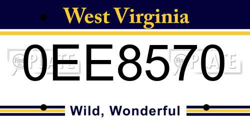 0EE8570 West Virginia License Plate