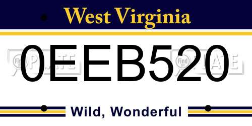 0EEB520 West Virginia License Plate