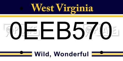0EEB570 West Virginia License Plate
