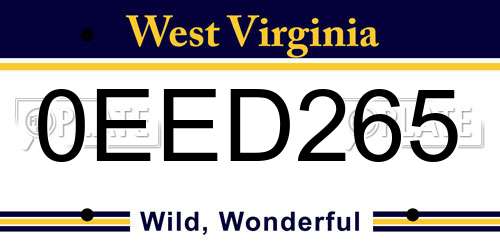 0EED265 West Virginia License Plate