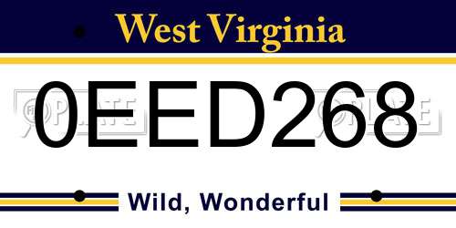 0EED268 West Virginia License Plate
