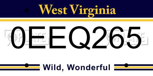 0EEQ265 West Virginia License Plate
