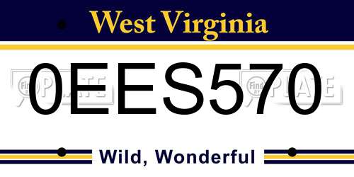 0EES570 West Virginia License Plate