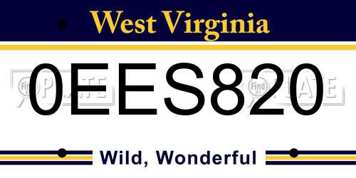 0EES820 West Virginia License Plate