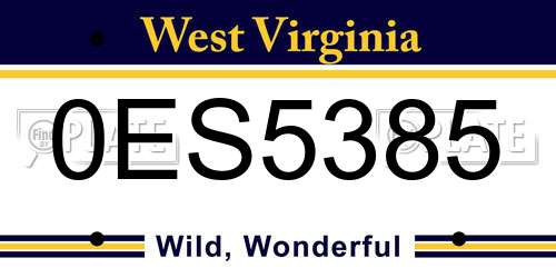 0ES5385 West Virginia License Plate
