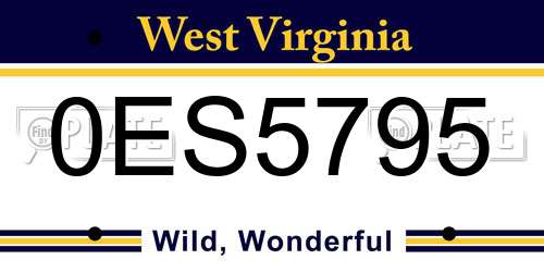 0ES5795 West Virginia License Plate