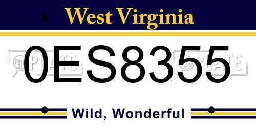 0ES8355 West Virginia License Plate
