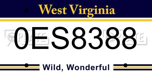 0ES8388 West Virginia License Plate