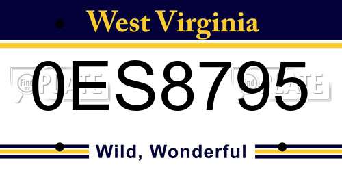 0ES8795 West Virginia License Plate