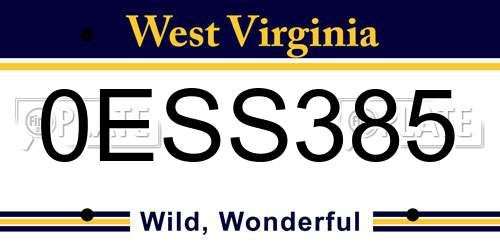 0ESS385 West Virginia License Plate