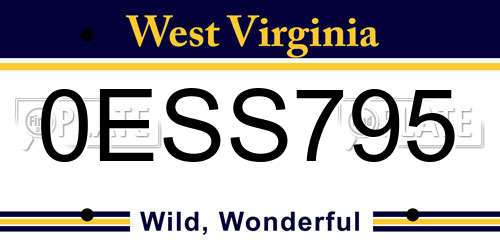 0ESS795 West Virginia License Plate