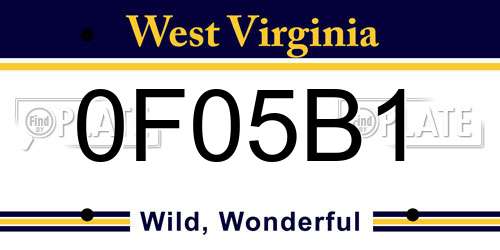 0F05B1 West Virginia License Plate