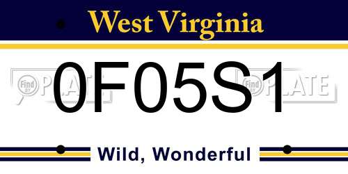 0F05S1 West Virginia License Plate