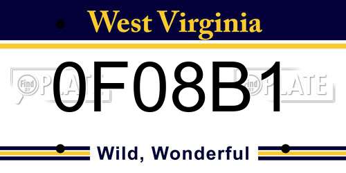 0F08B1 West Virginia License Plate