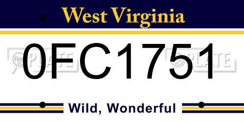 0FC1751 West Virginia License Plate