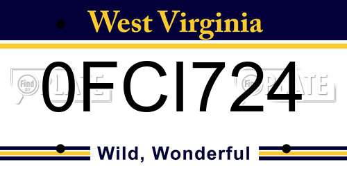 0FCI724 West Virginia License Plate