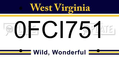 0FCI751 West Virginia License Plate