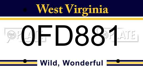 0FD881 West Virginia License Plate